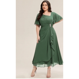  Sensuel kat blå knæ lang plussize blå kjole fra Bridalstore 