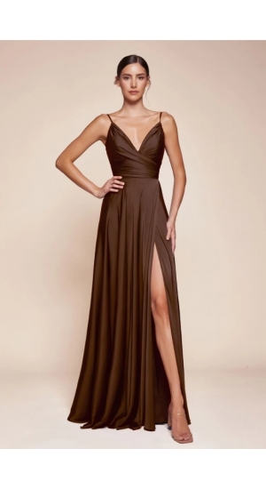 Satin kjole 7485 beige