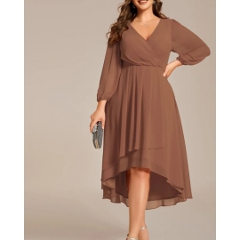   Nora 2 plussize  enkel chiffon med v ryg og let skørt i flere farver