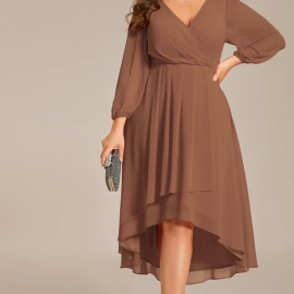   Nora 2 plussize  enkel chiffon med v ryg og let skørt i flere farver