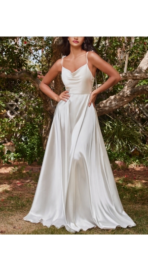 Let budget hvid silke kjole