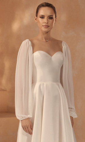 Aftagelige brudeærmer R001 i chiffon | bridalstore.dk