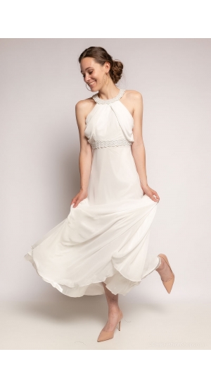 Linet brudekjole med stropper og halterneck Linet brudekjole med stropper og halterneck