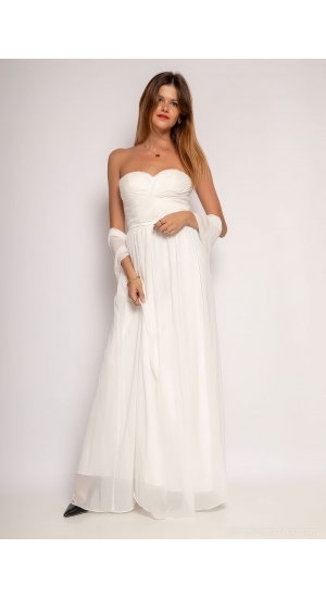 Hvid enkel corsage brudekjole stropløs Hvid enkel corsage brudekjole stropløs