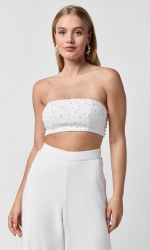 Bandeau Crêpe-Pearls Gisèle ivory | bridalstore.dk