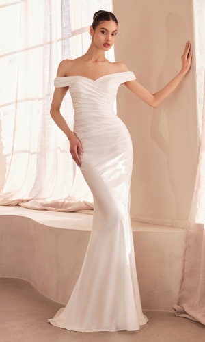 Billig brudekjole til rådhusbryllup i satin | bridalstore.dk
