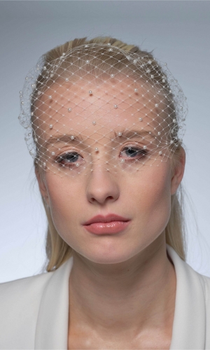 Birdcage-slør Pearls ivory | bridalstore.dk