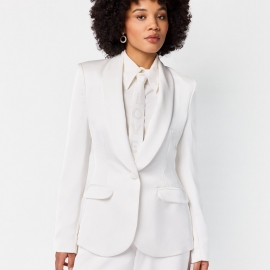 Hvid blazer til hvide bukser studenter blazer satin