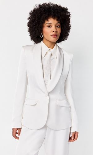 Hvid blazer til hvide bukser studenter blazer satin