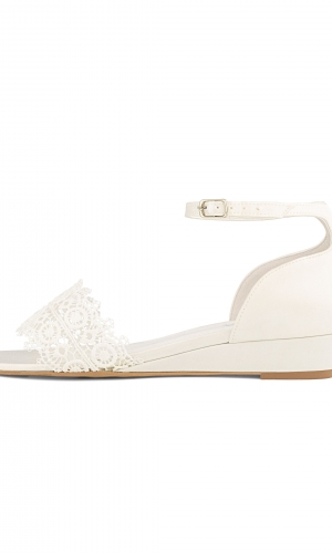 Sko Bohemiske Bibi  med rem og creme/ivory farvet med blonde