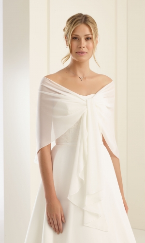 Rund stola i chiffon E13 | bridalstore.dk