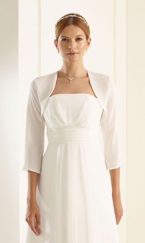 Brudetop i chiffon med 3/4 ærmer E167 | bridalstore.dk
