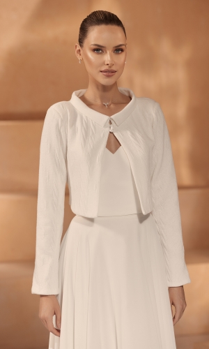 Strikket brudetop med lange ærmer E431 | bridalstore.dk