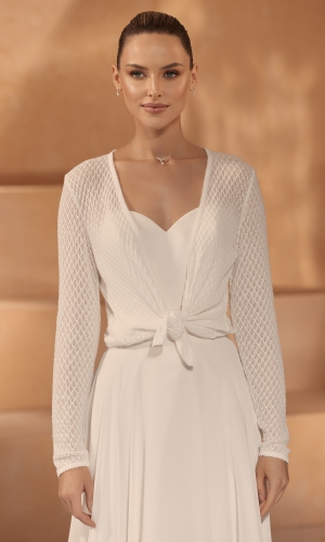 Strikket cardigan med åben halsudskæring E433 | bridalstore.dk