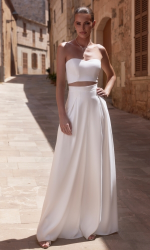 Brudetop i georgette med sweetheart-udskæring E469 | bridalstore.dk