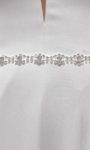 Brudebælte PA178 med zirkoner på organza | bridalstore.dk