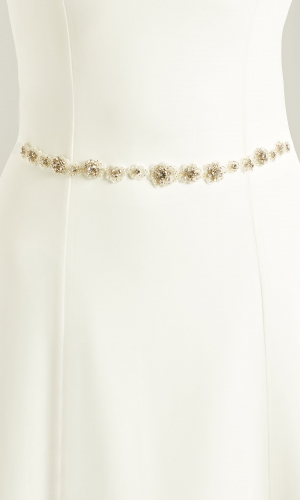 Brudebælte PA36 med pyntesten på tyl | bridalstore.dk