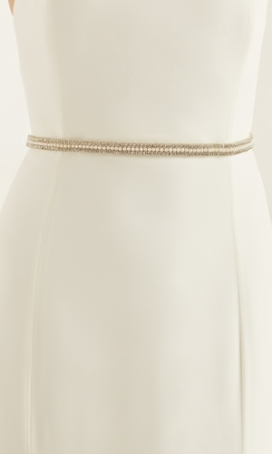 Brudebælte PA56 med krystaller og perler på satin | bridalstore.dk
