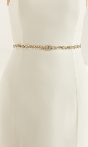 Brudebælte PA60 med krystaller og perler på satin | bridalstore.dk