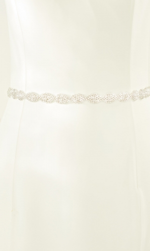 Brudebælte PA78 med pyntesten og krystaller på organza | bridalstore.dk