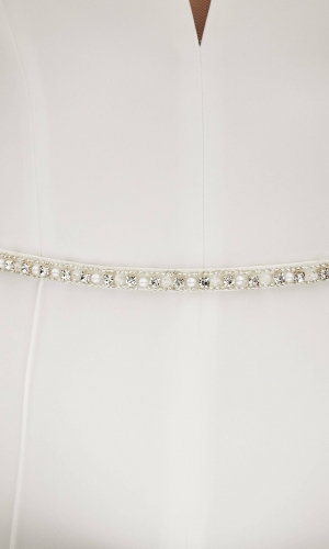 Brudebælte PA95 med pyntesten på satin | bridalstore.dk