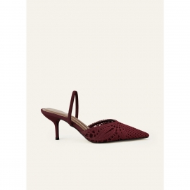 Mørkerøde pumps i satin | bridalstore.dk