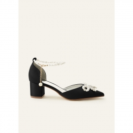 Sorte sandaler i satin | bridalstore.dk