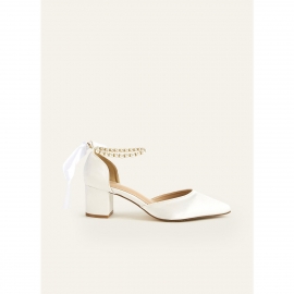 Hvide brudepumps i satin | bridalstore.dk