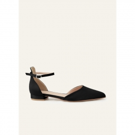 Sorte flade sko i satin | bridalstore.dk