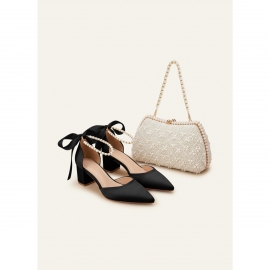 Sorte pumps i satin | bridalstore.dk