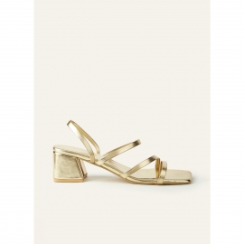 Guldfarvede sandaler i satin | bridalstore.dk