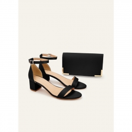 Sorte sandaler i mat satin | bridalstore.dk