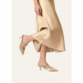Nude brudepumps i stretchsatin | bridalstore.dk