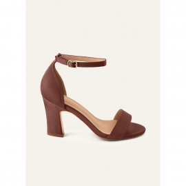 Brune sandaler i stræksatin | bridalstore.dk