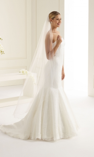 Brudeslør S121 i blød tyl med corded edge (snorekant) 170 cm | bridalstore.dk