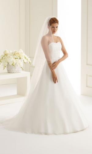 Brudeslør S143S i diamanttyl med corded edge (snorekant) 300 cm | bridalstore.dk