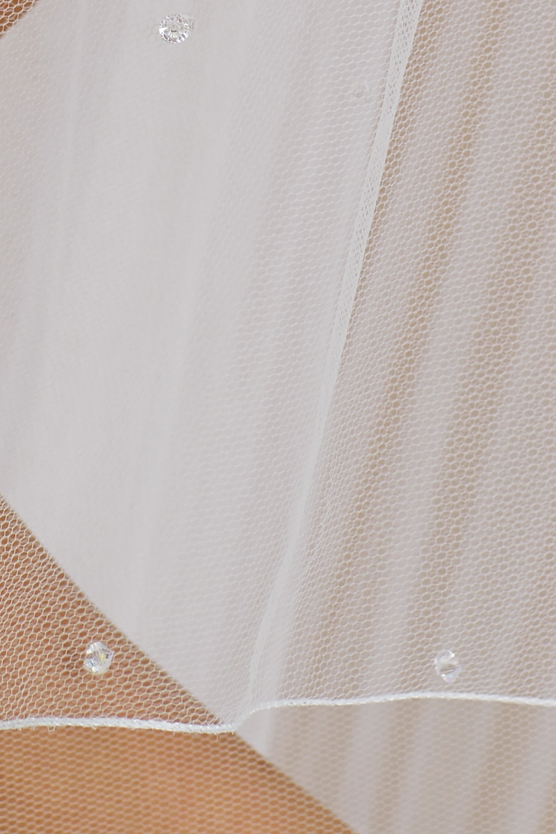 Brudeslør S144S i diamanttyl med corded edge (snorekant) 300 cm | bridalstore.dk