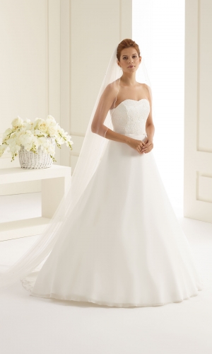 Brudeslør S156S i blød tyl med corded edge (snorekant) 300 cm | bridalstore.dk