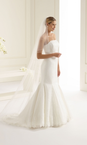 Brudeslør S165 i blød tyl med corded edge (snorekant) 220 cm | bridalstore.dk