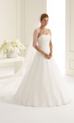 Brudeslør S166 i blød tyl med corded edge (snorekant) 220 cm | bridalstore.dk