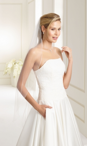 Brudeslør S191 i blød tyl med corded edge (snorekant) 110 cm | bridalstore.dk