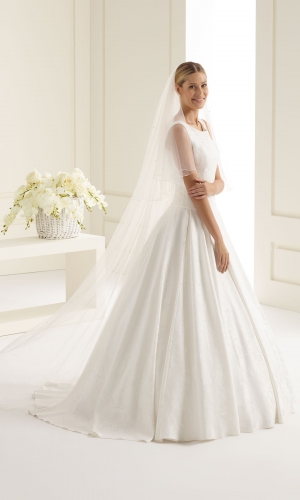 Brudeslør S221 i blød tyl med corded edge (snorekant) 220 cm | bridalstore.dk