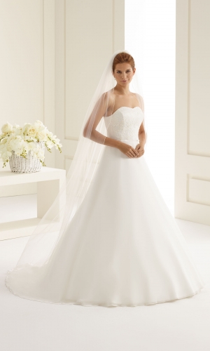 Brudeslør S222 i blød tyl med corded edge (snorekant) 200 cm | bridalstore.dk