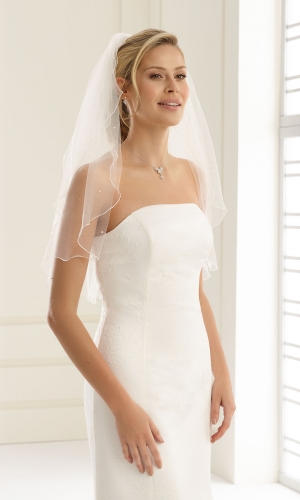 Brudeslør S22P i blød tyl med corded edge (snorekant) 70 cm | bridalstore.dk