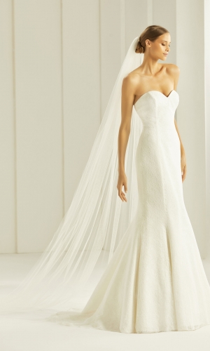 Brudeslør S261 i blød tyl med enkel cut edge-kant 300 cm | bridalstore.dk