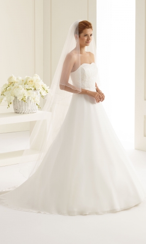Brudeslør S27 i diamanttyl med corded edge (snorekant) 170 cm | bridalstore.dk