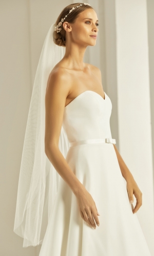 Brudeslør S303 i blød tyl med cut edge-kant 110 cm | bridalstore.dk