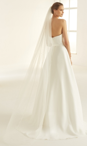 Brudeslør S321 i blød tyl med corded edge (snorekant) 220 cm | bridalstore.dk