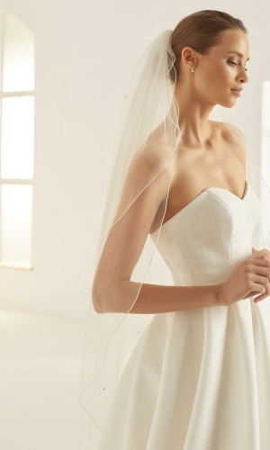 Brudeslør S322 i blød tyl med corded edge (snorekant) 110 cm | bridalstore.dk