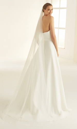 Brudeslør S346 i blød tyl med perlekant 220 cm | bridalstore.dk